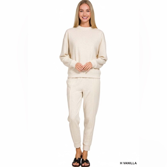 Zenana Outfitters Pants - Zenana Scuba Mock Neck Sweatshirt and Joggers Set